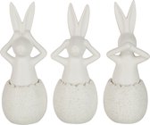 J-Line figuur Konijn - keramiek - wit - small - 3 stuks