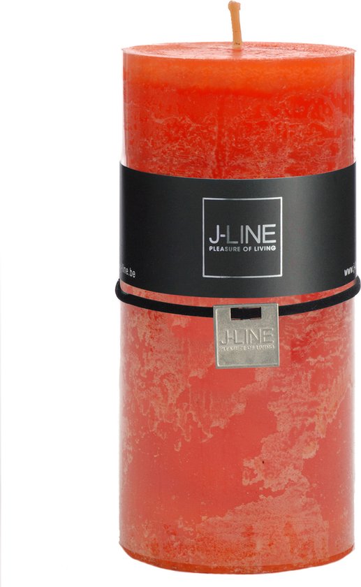 J-Line cilinderkaars - oranje - large - 72U - 6 stuks