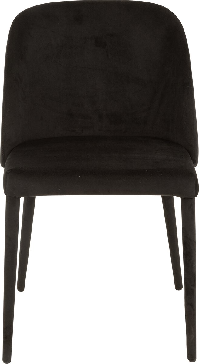 J-Line stoel Charlotte - textiel/metaal - zwart - 2 stuks