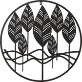J-Line wanddecoratie Bladeren - metaal - zwart