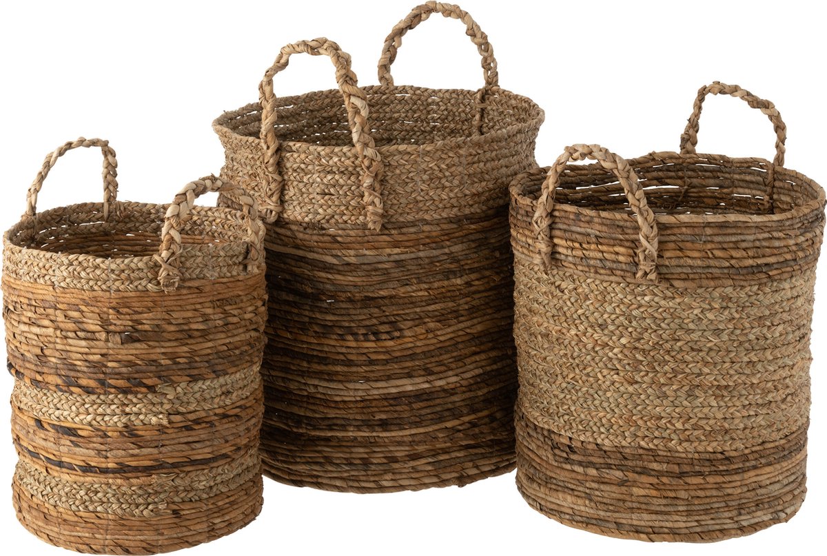 J-Line mand Lucie - jute - naturel - 3 stuks