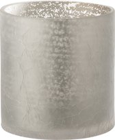 J-Line windlicht Cilinder Craquele - glas - grijs - medium