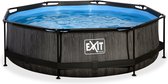 EXIT Zwembad Frame Pool Black Wood Limited Edition met Filterpomp - 300 x 76 cm