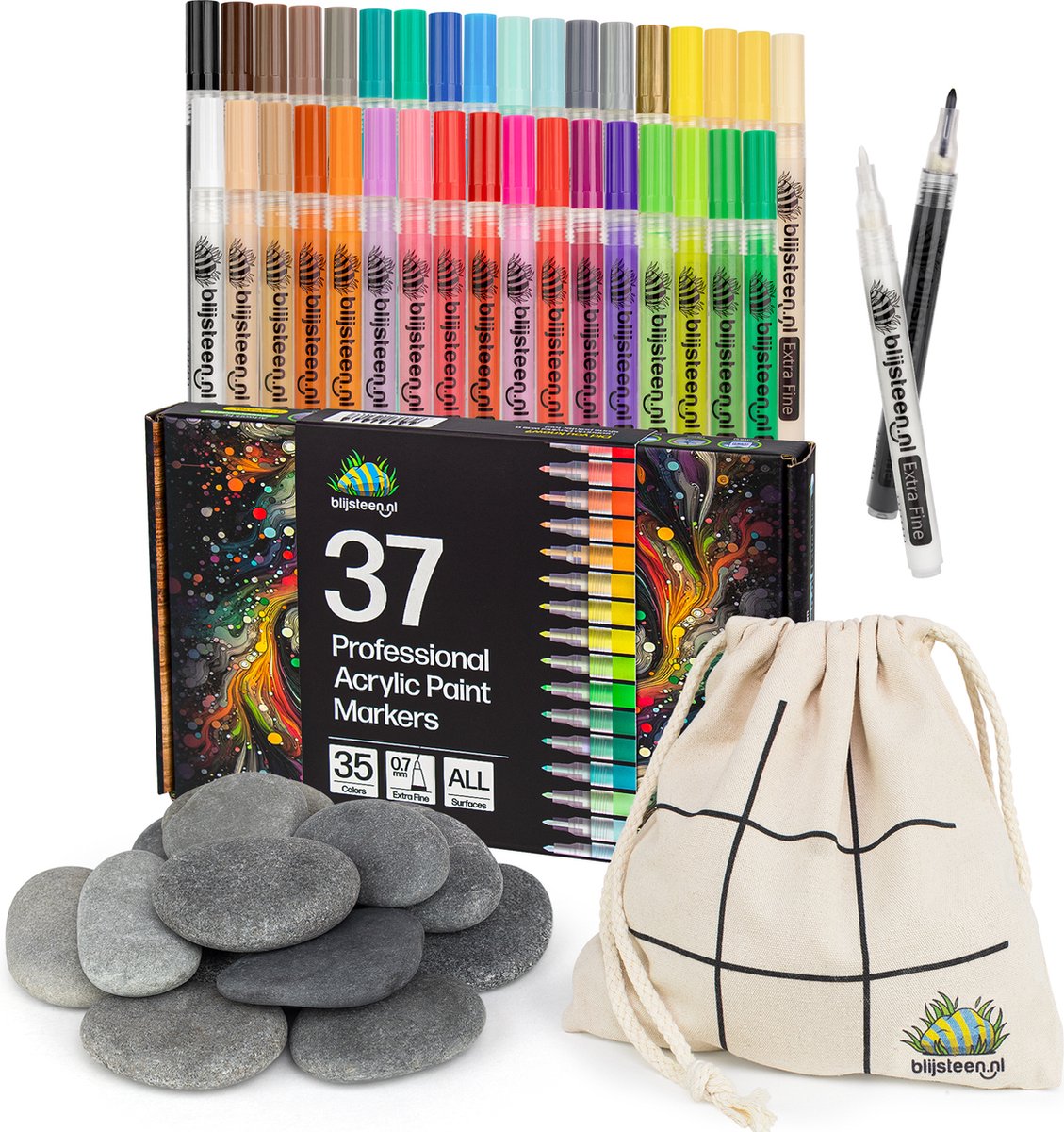 Diamond Hobbies Happy Stones Pakket 15 Stenen 5-8cm 37 Acryl Stiften Stenen Schilderen Kinderen Stenen Schilderen Volwassenen Schilderbare Keien Beach Pebbles