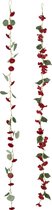 J-Line Slinger Bloemen + Blaadjes - kunststof - rood/groen - 2 stuks