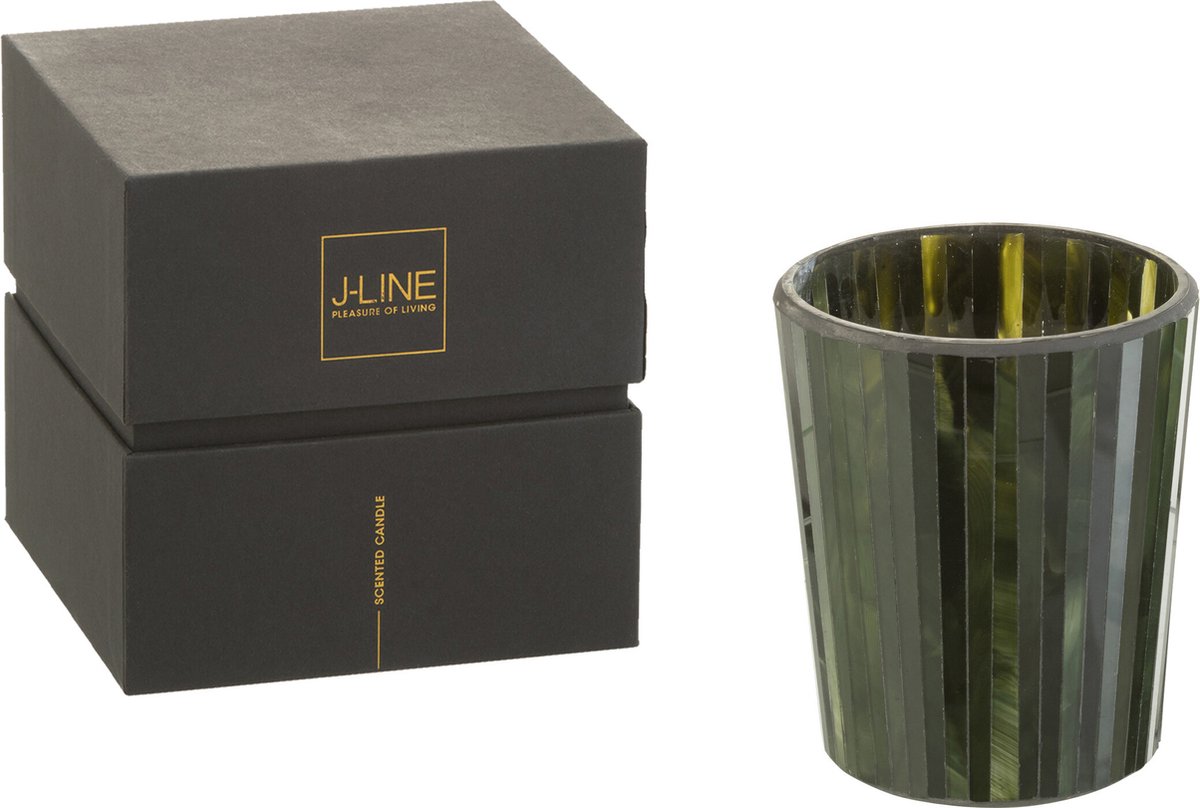 J-Line geurkaars Noa - Herbal Serenity - glas - groen - medium - 55U