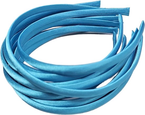 Fako Fashion® - Diadeem - Hoofdband - Haarband - Satijn - 10mm - Blauw - 10 Stuks