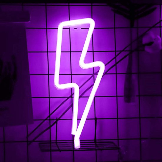 ZoeZo - Neon Wandlamp Bliksem - Paars - LED - Neon Verlichting - Sfeerverlichting - Led lamp - Neonlicht - Neon lamp
