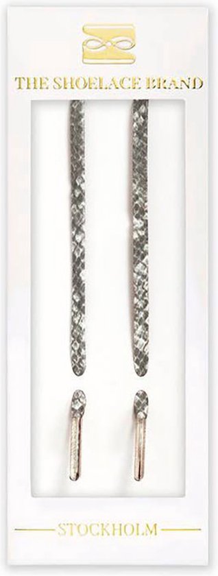 Veters plat - grijze slangenprint smal - 120cm veters voor wandelschoenen, werkschoenen en meer