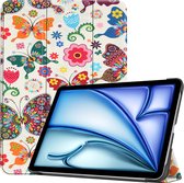 Hoozey - Tablet hoes geschikt voor iPad Air (2024) - Tri-fold hoes met auto/wake functie - 11 inch - Vlinders