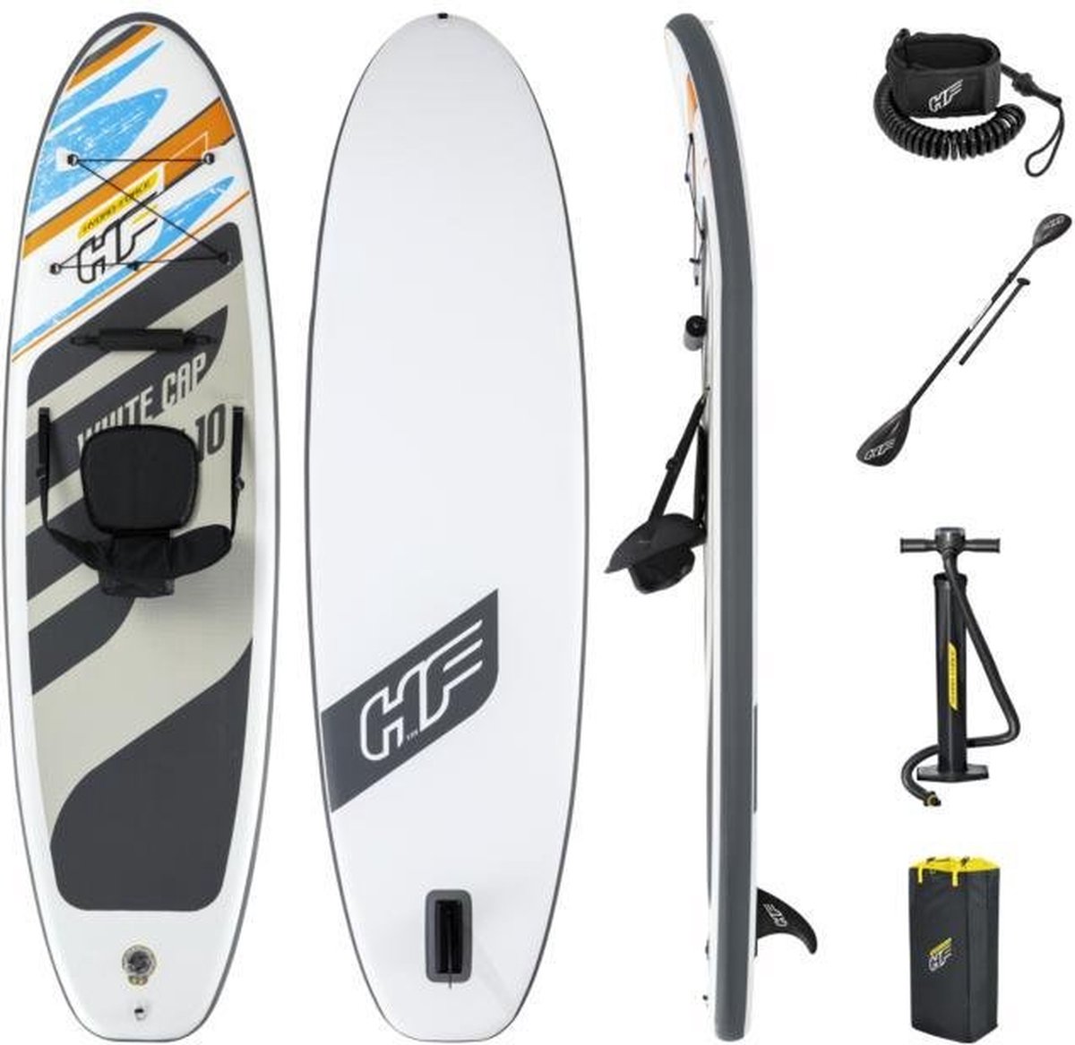 Bestway Sup Board - Hydro Force - White Cap Convertible Set - 305 x 84 x 12 cm - Met Accessoires inclusief zitje en voetsteun.