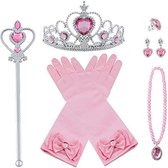 Prinses Elsa Verkleedaccessoires Set, Prinses Verkleedpartij Accessoires, Prinses Kroon Toverstaf Handschoenen Oorring Halsketting