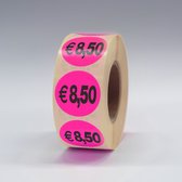 “€8,50” Prijs Stickers op rol 35mm roze - 1000ex.
