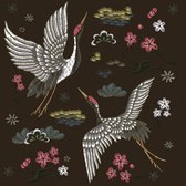 1 Pakje papieren lunch servetten - Embroidered Cranes - Kraanvogels