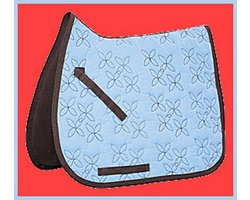 Sjabrak - blauw - bruin - bloem - suède - dressuur - pony