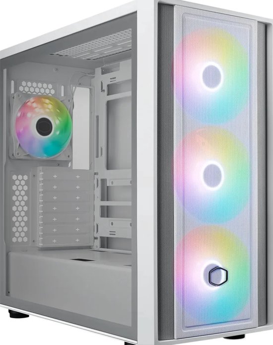 CoolerMaster MasterBox 600 White - Towermodel - ATX, EATX, ITX, micro ATX - geen voeding (ATX) - 2x USB-A - 1x USB-C - wit