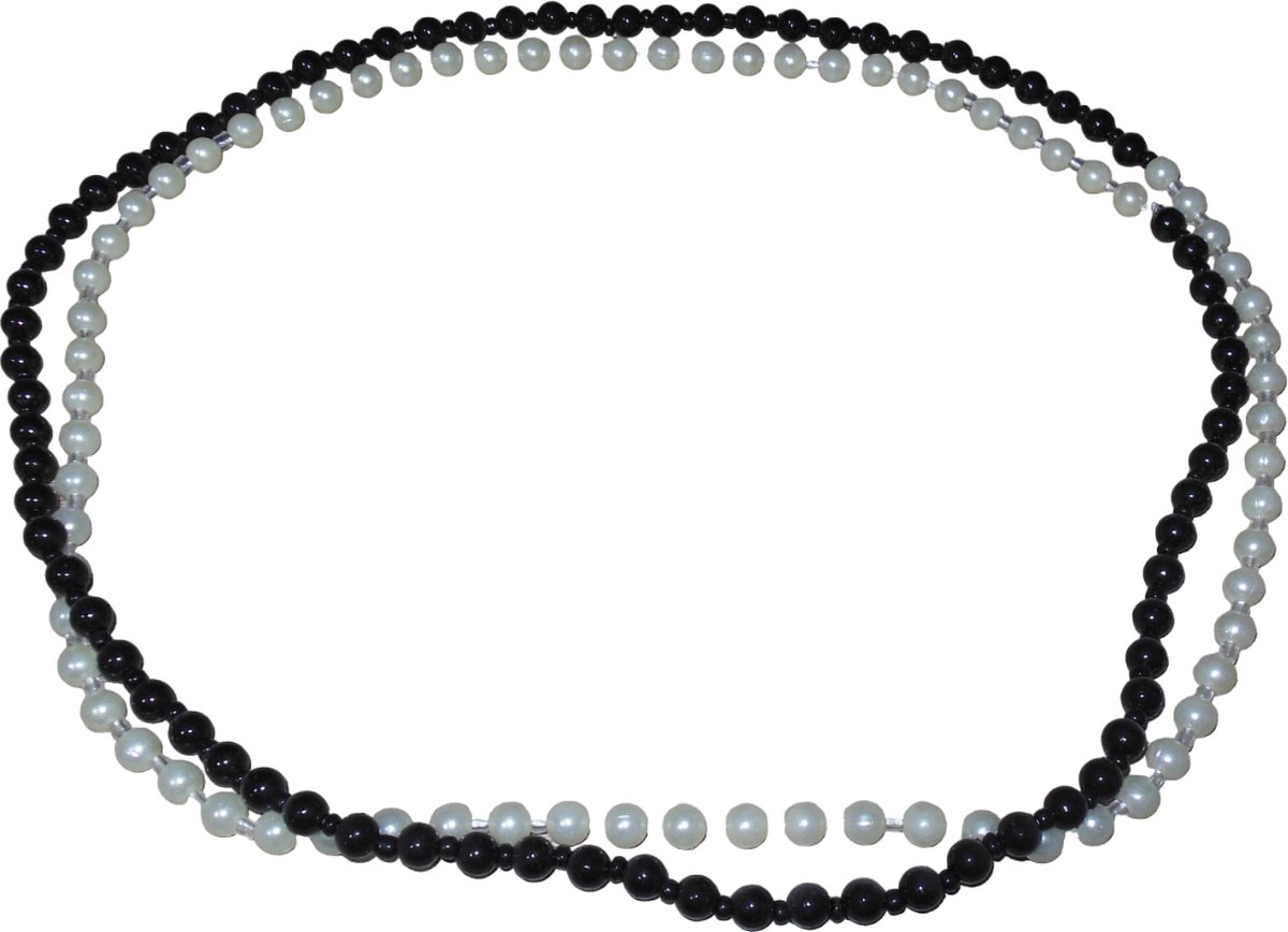 Ketting parels zwart-cremekleur