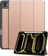 Hoes Geschikt voor iPad Pro 2024 (11 inch) Hoes Luxe Hoesje Case Met Uitsparing Geschikt voor Apple Pencil - Hoesje Geschikt voor iPad Pro 2024 11 inch (7e generatie) Hoes Cover - Rosé goud