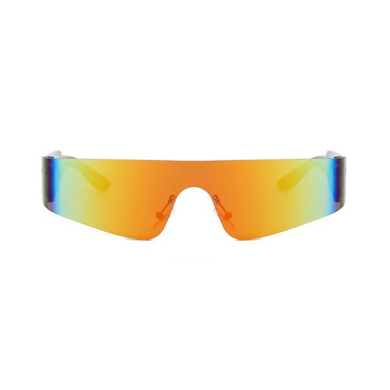 Zonnebril - Fiets - Sport - Festival bril - Rave - Voor heren en dames - Randloos montuur - Zwart - Oranje spiegelglas van Pukkelpop. — afbeelding 2