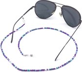 Zonnebrilkoord - kralen - paars - blauw - wit - zomer - strand - beach - vrouwen - accessoire - zonnebril – hip