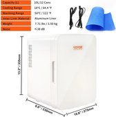 MS® - Mini koelkast - Minibar - Onderweg te gebruiken - 2 Functies: warm en koel - Geruisloos - 10L inhoud - Wit - Geschikt voor cosmetica
