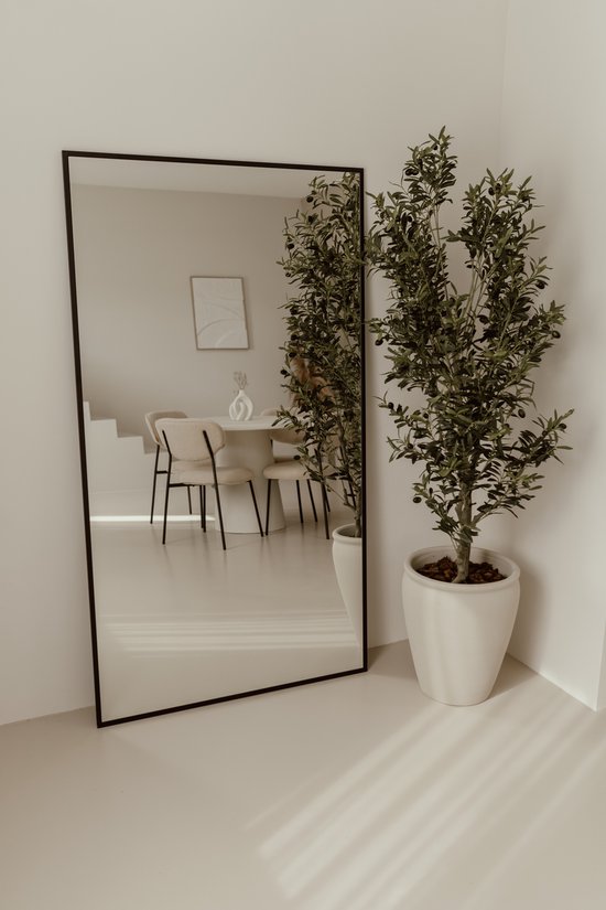 Miroir sur pied - Miroir pleine longueur - Miroir rectangulaire - Miroir mural 180X100 - Zwart