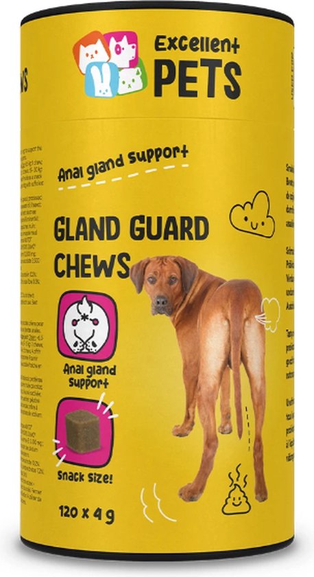 Foto: Excellent pets gland guard soft chews 120 stuks anaalklieren hond supplement bevordert de spijsvertering supplementen tegen anaalklierproblemen glutenvrij