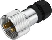 Stekker - 2-polig - Stekker: Schroefverbinding - Met kabelschroefkoppeling - Lengte: 80mm - Aluminium - Zilver - DIN / ISO: 14690 - Aantal: 1