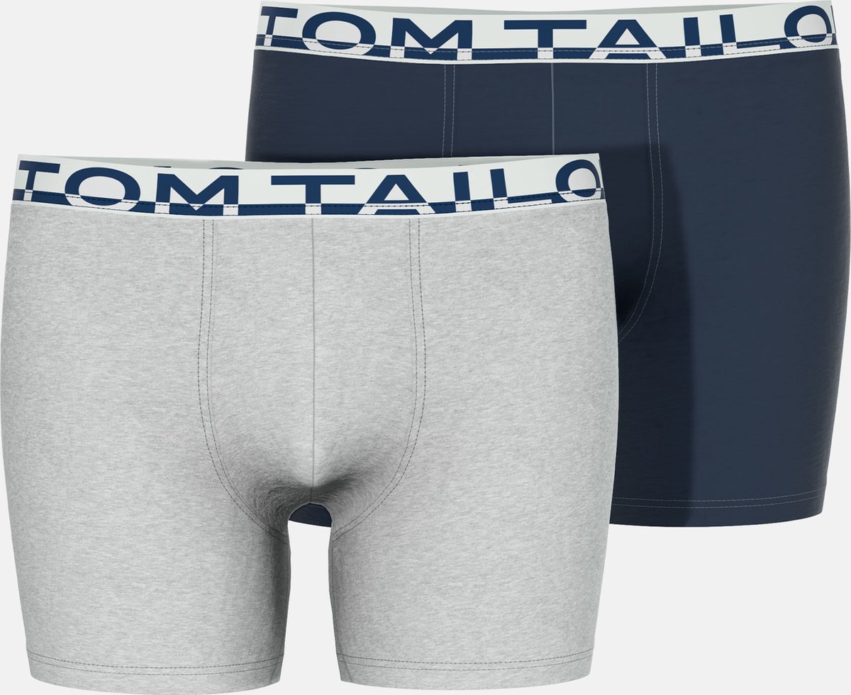 TOM TAILOR Kentucky Heren Long Boxer - 2-Pack - Grijs/Blauw