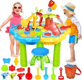 Zand- en wateractiviteiten voor buiten Speeltafel voor kinderen met dubbel compartiment deksels en meer dan 10 accessoires
