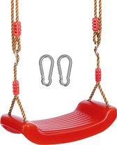 tectake® schommelzitje voor kinderen - tuinschommel van kunststof - weerbestendige kinderschommel - in hoogte verstelbare touwen - antislipoppervlak - ergonomisch - schommel buiten en binnen - rood