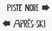 J-Line Plakkaat Direction Piste Noire/Apres-Ski Hout Zwart/Wit Assortiment Van 2