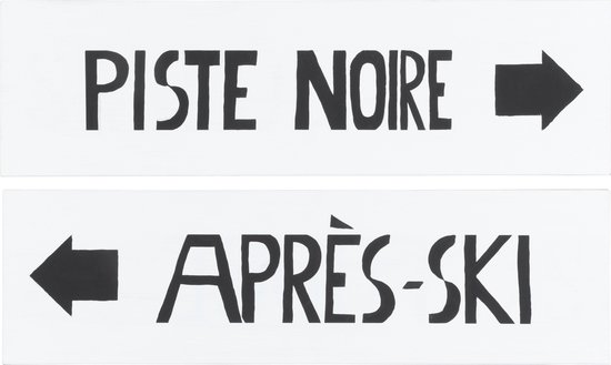 J-Line Plakkaat Direction Piste Noire/Apres-Ski Hout Zwart/Wit Assortiment Van 2