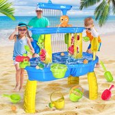 Zandwatertafel met 3 dieren en tafelafdekking, waterspeelgoed voor leeftijd 3-7 - Zomer wateractiviteit voor kinderen
