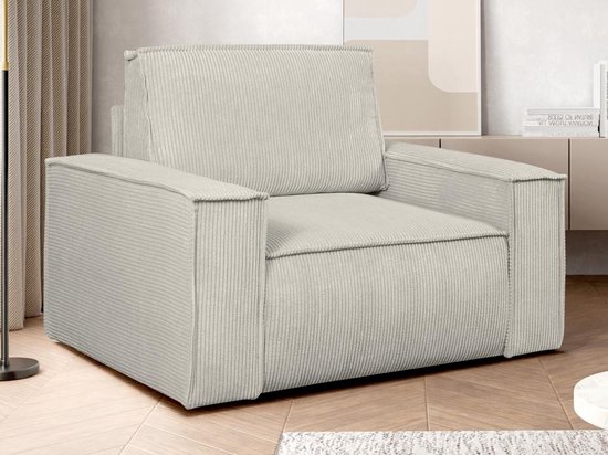 Foto: Beige fauteuil van ribfluweel amelia l 120 cm x h 85 cm x d 86 cm