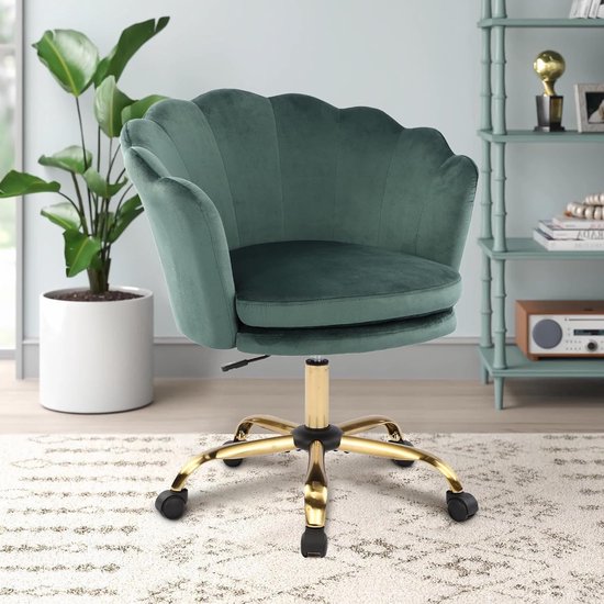 Draaistoel voor op het bureau, ergonomisch ontwerp, met een draagvermogen van 150 kg, voorzien van wielen en kantelfunctie. Velours stoel voor slaapkamer/werkkamer