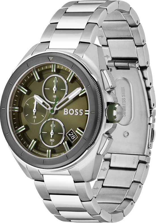 BOSS HB1513951 VOLANE Heren Horloge - Mineraalglas - Roestvrijstaal - Zilverkleurig - 44 mm breed - 4.4 cm lang - Quartz - Vouw/Vlindersluiting