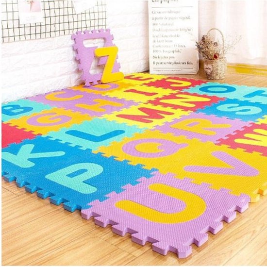 Tapis Puzzle En Mousse EVA 36 Pièces - Avec Lettres Et Chiffres - Antidérapant, Non Toxique - Pour Bébé, Enfants - Dimensions 15.5x15.5 Cm