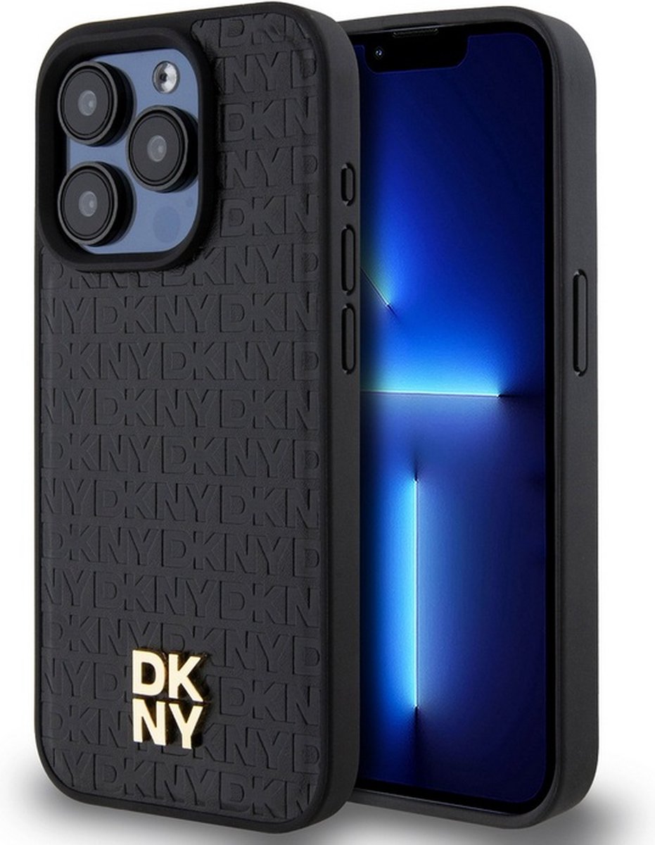 DKNY Repeat Stack Logo Back Case (MagSafe Compatible) - Geschikt voor Apple iPhone 14 Pro (6.1") - Zwart
