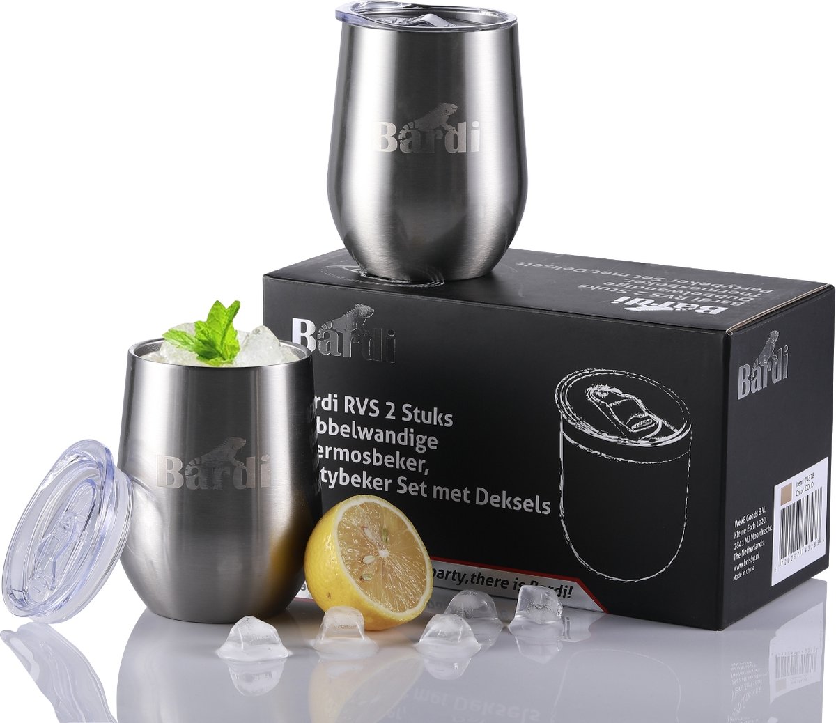 Bardi Thermosbeker Set – Dubbelwandig – RVS – 360 ml – RVS