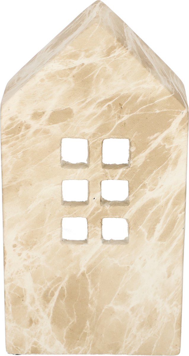 JENS Living decoratief huisje - Keramiek - 16 x 10 x 30,5 cm - Terracotta - Beige