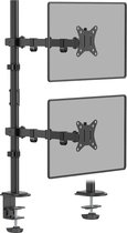 Dubbele monitorstandaard - verticale stapelmonitor bureaubevestiging voor twee schermen tot 32 inch, in hoogte verstelbaar met draaibare kantelbare rotatie C-klem