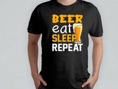 Beer Eat Sleep Repeat - T Shirt - Bière - drôle - HoppyHour - BeerMeNow - BrewsCruise - CraftyBeer - Proostpret - BiermeNu - Tournée de la bière - Fête de la bière