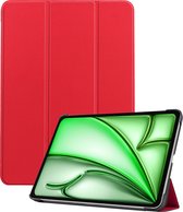 Hoesje Geschikt voor iPad Air 2024 (13 inch) Hoes Case Tablet Hoesje Tri-fold - Hoes Geschikt voor iPad Air 6 (13 inch) Hoesje Hard Cover Bookcase Hoes - Rood