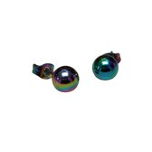 Aramat Jewels - Bolletjes Oorbellen - Regenboogkleur - Chirurgisch Staal - 7mm - Unisex - Kleurrijke Sieraden - Cadeau - Vrolijk - Trendy - Man - Vrouw - Multi