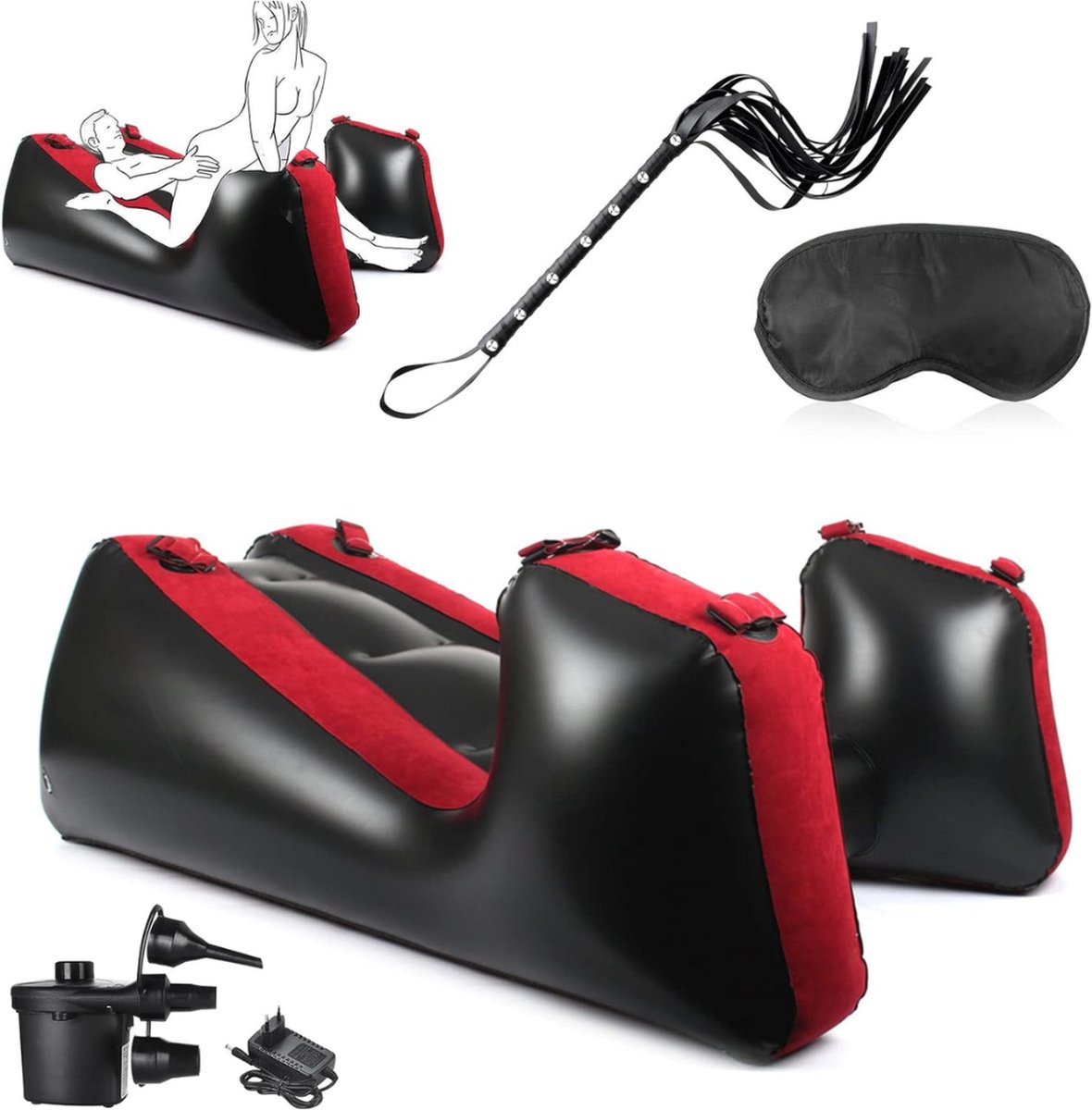 ALLGoods. Sex Kussen - Sex Stoel - Seks Kussen - bdsm Meubels - Sex Sofa – Sexmeubel – Seks Stoel - Sex Chair – Seksstoel 6 Riemen – Voor Mannen & Vrouwen – Seksspeeltjes Inclusief Zweep en Blinddoek - Discreet Verzonden