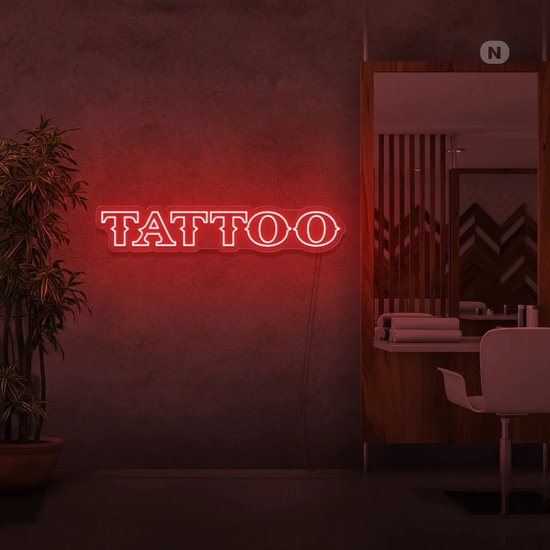 Led Neonbord - Led Neonverlichting - Tattoo - Rood - 75cm * 19cm