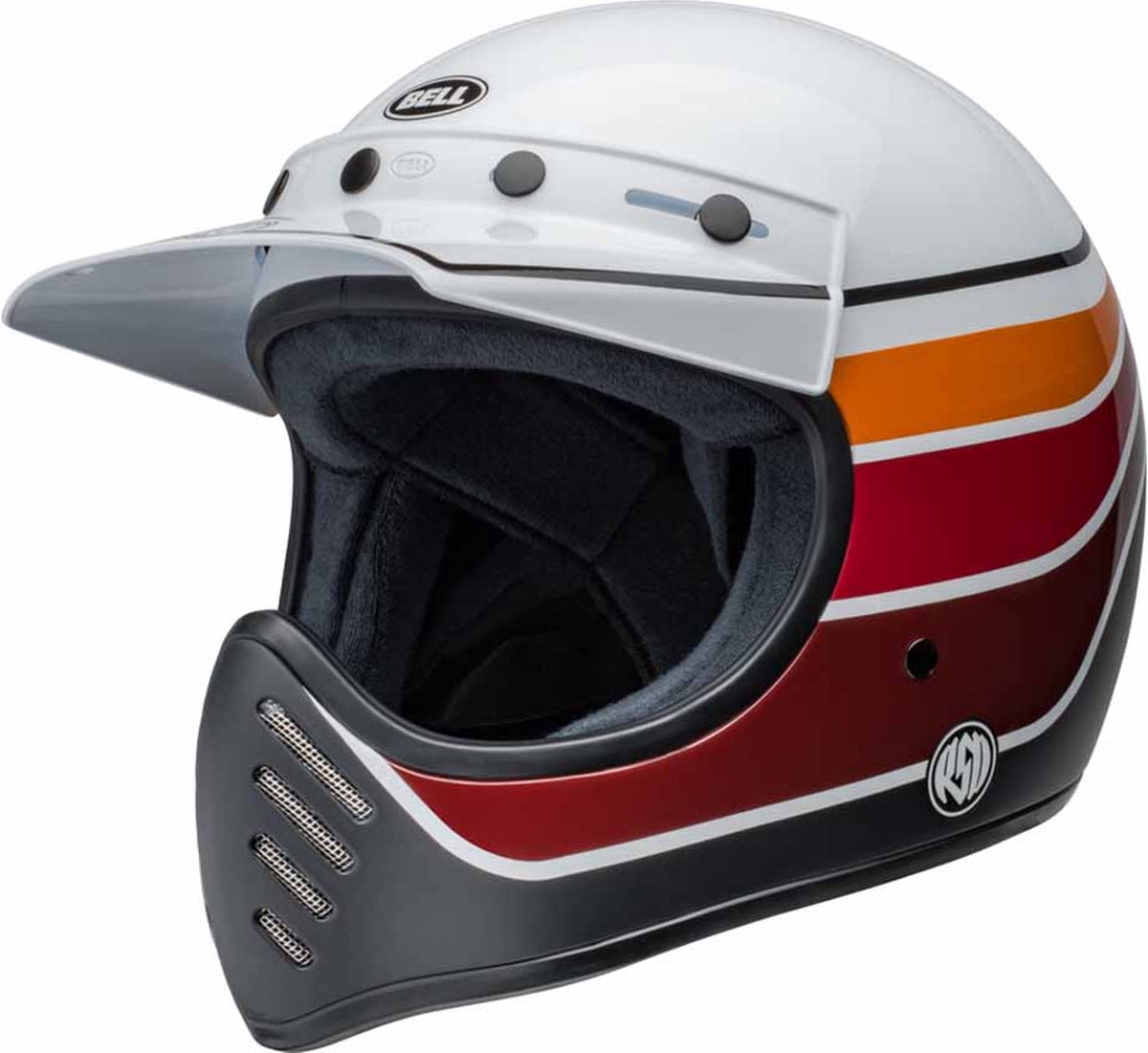 Bell Moto-3 Replica Satin Gloss White Black Full Face Helmet S - Maat S - Helm