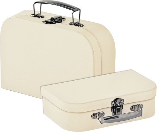 kartonnen koffer - opbergkoffer - wit - set van 2