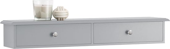 Rootz Zwevende Plank met Laden - Opbergruimte voor aan de muur - Hangende kastorganizer - Ruimtebesparend ontwerp - Geïntegreerde stoppers - Lichtgrijs - 64 cm x 10 cm x 15 cm